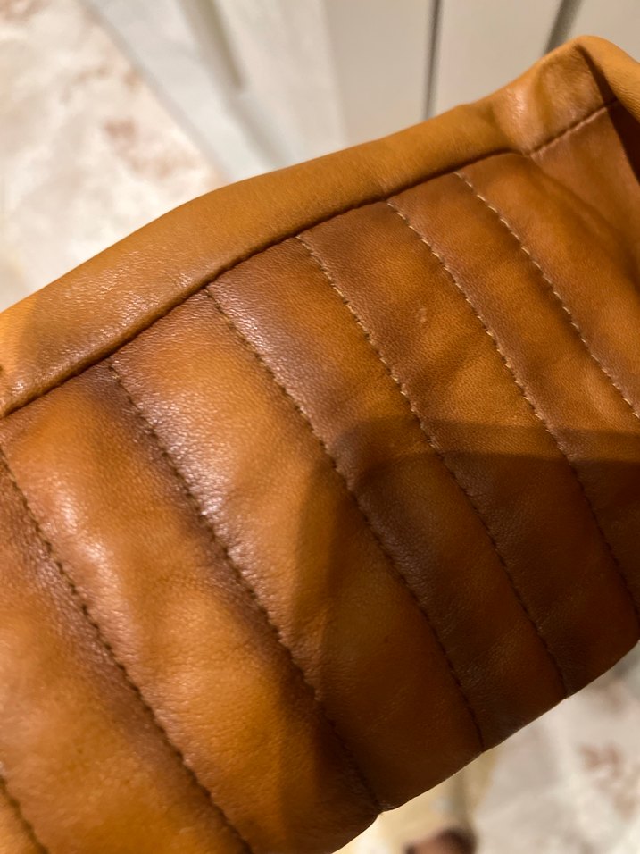 Orijinal Kahverengi Deri Biker Ceket - Görsel 2