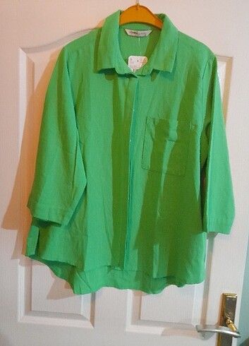 Yeşil keten gömlek 44 beden 