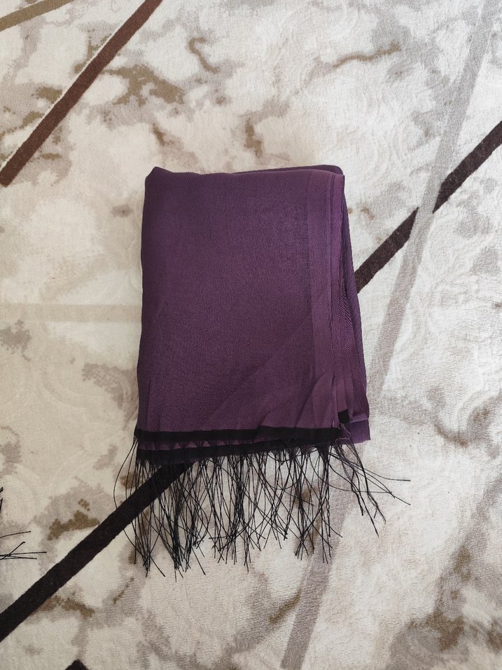 Püsküllü Mor Bohem Kadın Şal - Görsel 5