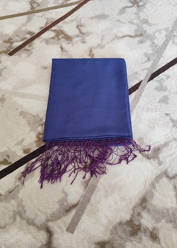 Kadın Mor İpek Görünümlü Püsküllü Şal - Görsel 4