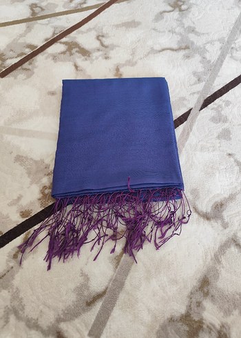 Kadın Mor İpek Görünümlü Püsküllü Şal - Görsel 2