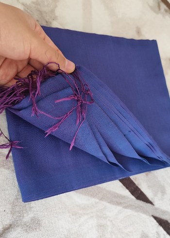 Kadın Mor İpek Görünümlü Püsküllü Şal - Görsel 3