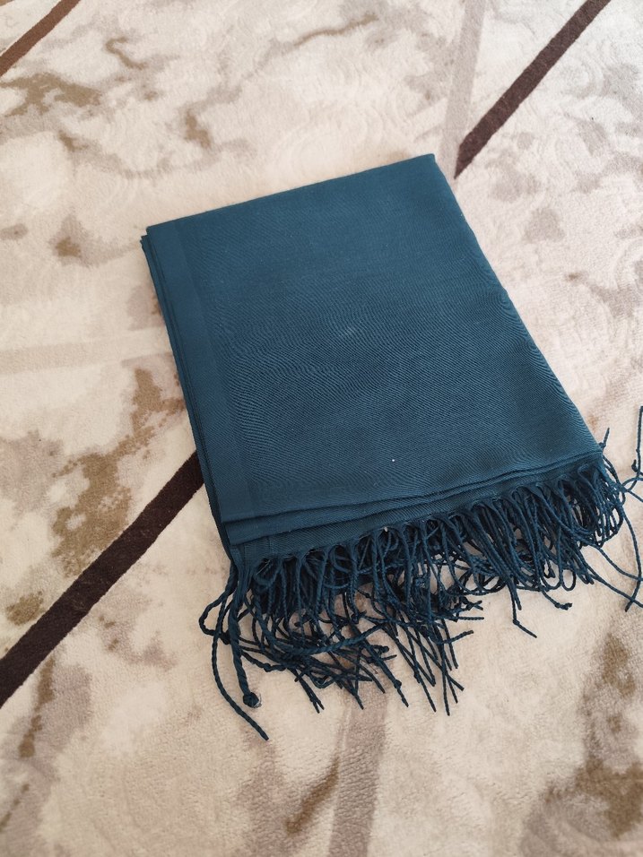 Kadın Püsküllü Yeşil Bohem Şal - Görsel 3
