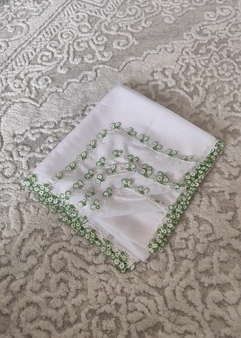 Boncuk Detaylı Beyaz Kadın Eşarp - Görsel 3