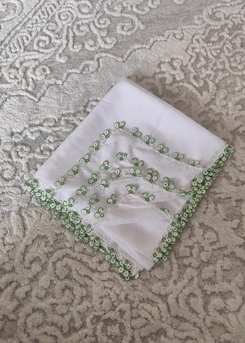 Boncuk Detaylı Beyaz Kadın Eşarp - Görsel 2