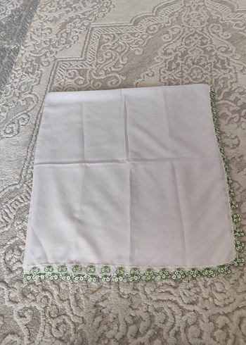 Boncuk Detaylı Beyaz Kadın Eşarp - Görsel 6