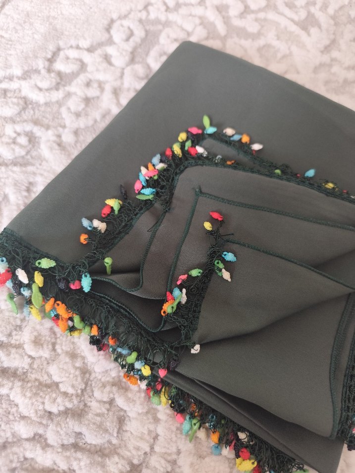 Boncuklu Çok Renkli Bohem Kadın Fuları - Görsel 2