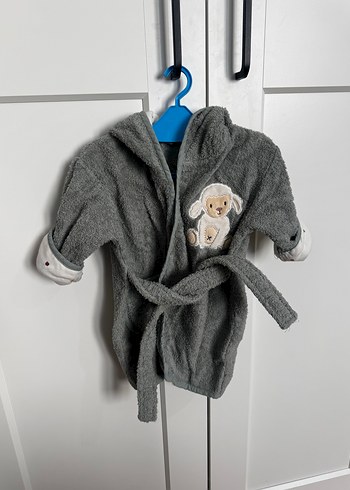 Kapüşonlu Erkek Çocuk Bornoz Gri - Görsel 3