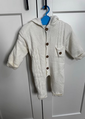 Bebek Erkek Örgü Beyaz Kar Tulumu - Görsel 3