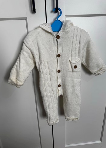 Bebek Erkek Örgü Beyaz Kar Tulumu - Görsel 2