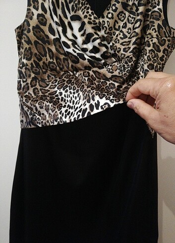 saten leopar desenli elbise 