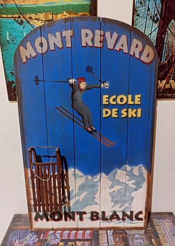 50x30 cm Kış ve kayak temalı Avrupa vintage 3D figürlü tablo