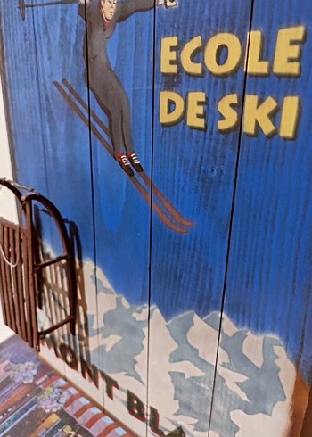 Beden çeşitli Renk 50x30 cm Kış ve kayak temalı Avrupa vintage 3D figürlü tablo