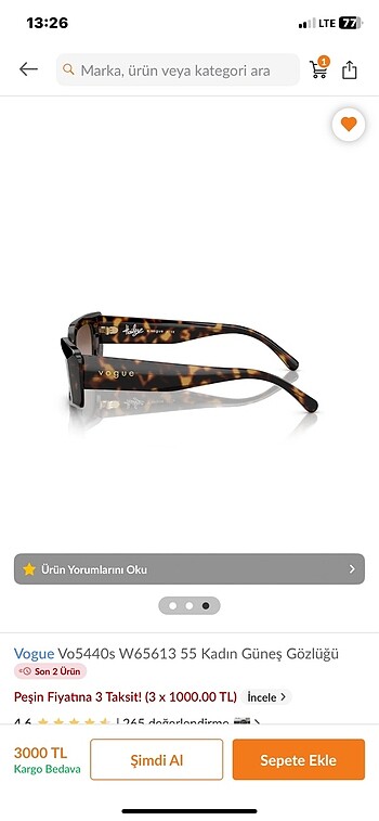 Beden Vogue gözlük