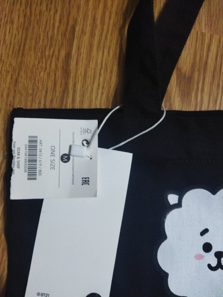 BT21 Baskılı Siyah Kadın Omuz Çantası - Görsel 5