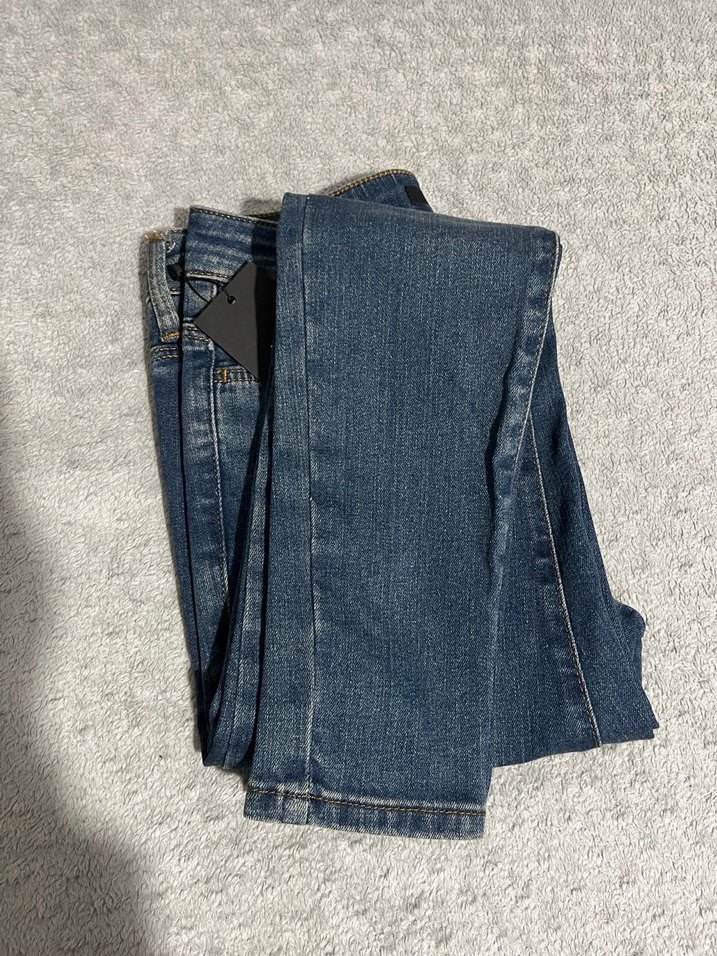 Bel Detaylı Kadın Mavi Denim Pantolon 25 beden - Görsel 3