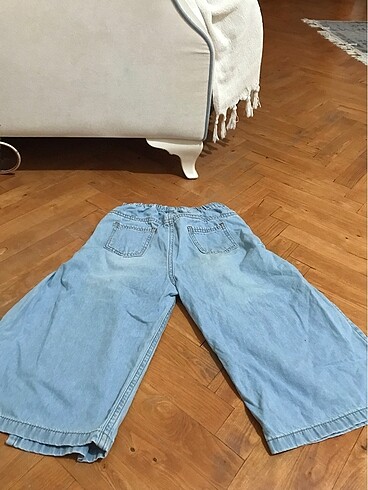 6 Yaş Beden mavi Renk Koton yırtmaçlı kot kapri pantolon