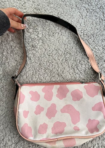 Pembe Baskılı Tokalı Kadın Çanta