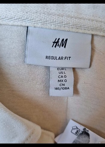 H&M swet triko polo yaka düğmeli model L beden - Görsel 3