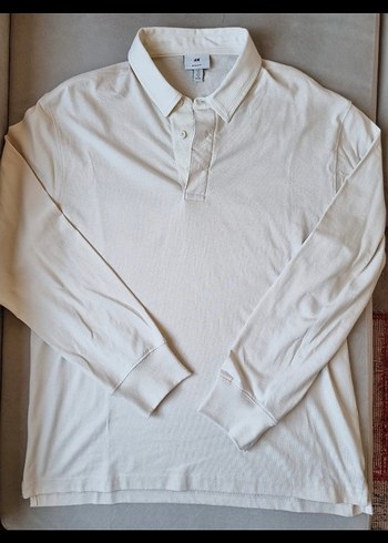 H&M swet triko polo yaka düğmeli model L beden - Görsel 4
