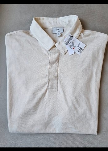 H&M swet triko polo yaka düğmeli model L beden - Görsel 2