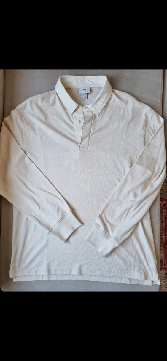H&M swet triko polo yaka düğmeli model L beden - Görsel 4