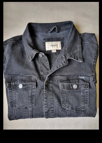 Pull&Bear ceket kot mont  xl antrasit renk - Görsel 5