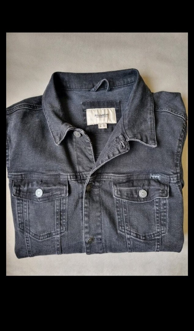 Pull&Bear ceket kot mont  xl antrasit renk - Görsel 5