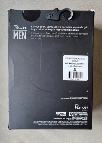 Penti Erkek Tişört Gri Pamuklu 2'li  Paket XL 2 adet - Görsel 2