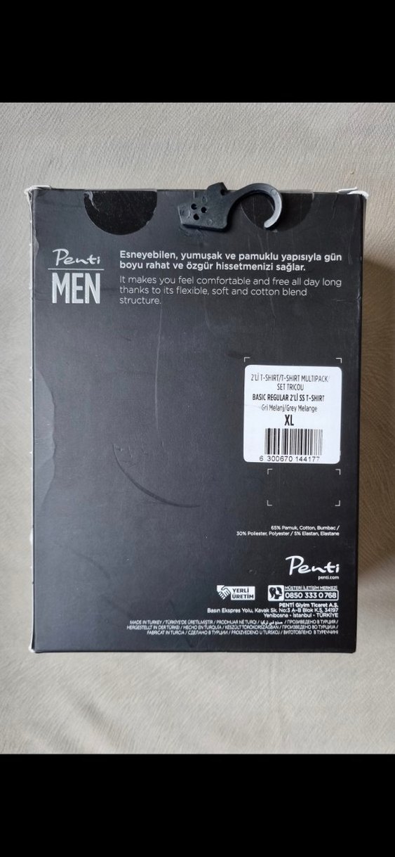 Penti Erkek Tişört Gri Pamuklu 2'li  Paket XL 2 adet - Görsel 2