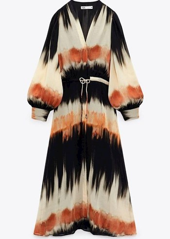 Zara Kadın Uzun Bağlamalı Batik Elbise