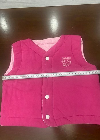 Kız Çocuk Pembe Düğmeli çift taraflı Yelek - Görsel 8