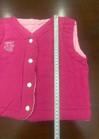 Kız Çocuk Pembe Düğmeli çift taraflı Yelek - Görsel 7
