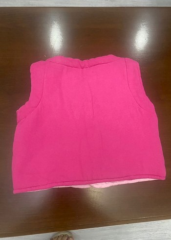 Kız Çocuk Pembe Düğmeli çift taraflı Yelek - Görsel 5