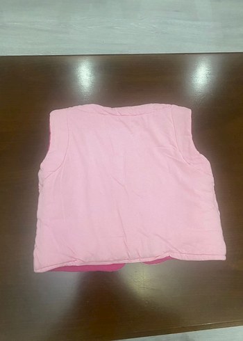 Kız Çocuk Pembe Düğmeli çift taraflı Yelek - Görsel 6