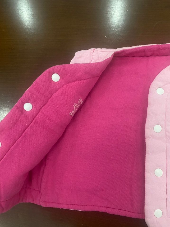 Kız Çocuk Pembe Düğmeli çift taraflı Yelek - Görsel 3