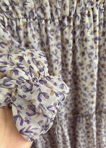 Uzun Kollu Bej Bohem Elbise - Görsel 10