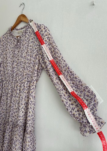 Uzun Kollu Bej Bohem Elbise - Görsel 7