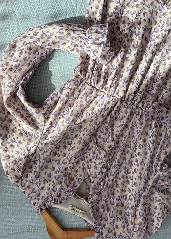 Uzun Kollu Bej Bohem Elbise - Görsel 8