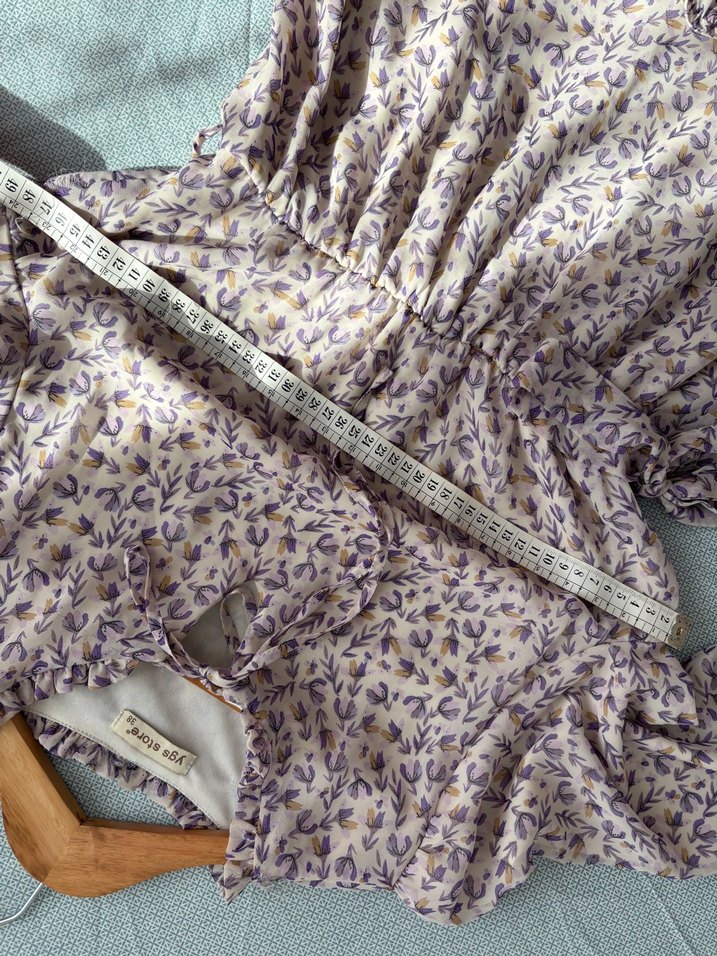 Uzun Kollu Bej Bohem Elbise - Görsel 5