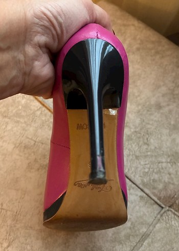 Pembe deri Stiletto Topuklu Kadın Ayakkabı 36 numara - Görsel 5