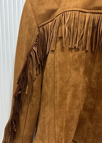 Kahverengi Süet Kadın Deri Ceket - Görsel 4