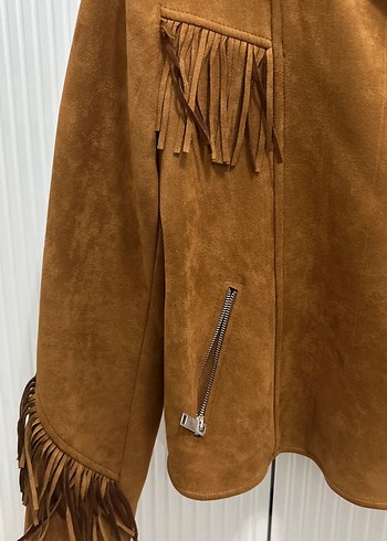 Kahverengi Süet Kadın Deri Ceket - Görsel 2