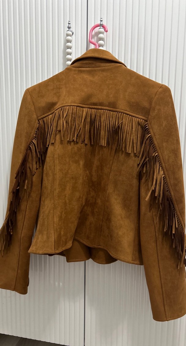 Kahverengi Süet Kadın Deri Ceket - Görsel 3