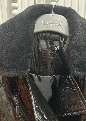 Zincir Detaylı Siyah Mini Biker Deri Ceket - Görsel 3