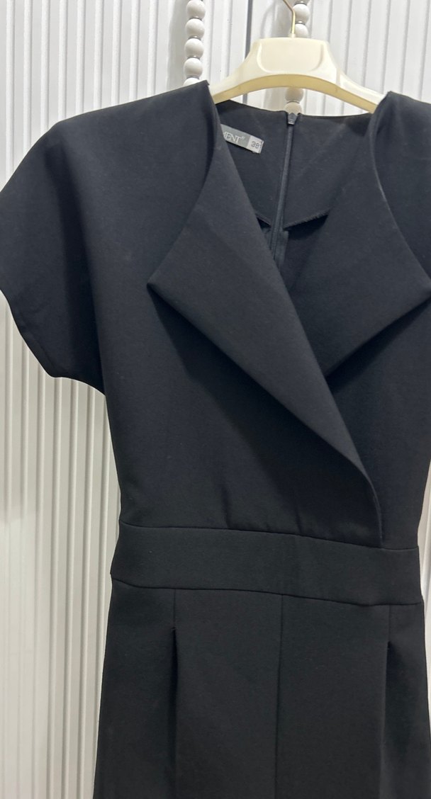 Kadın Siyah Kemerli Uzun Tulum - Görsel 2