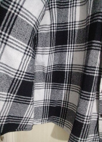 Gri Ekose Pamuklu Uzun Kollu Kadın Gömlek - Görsel 7