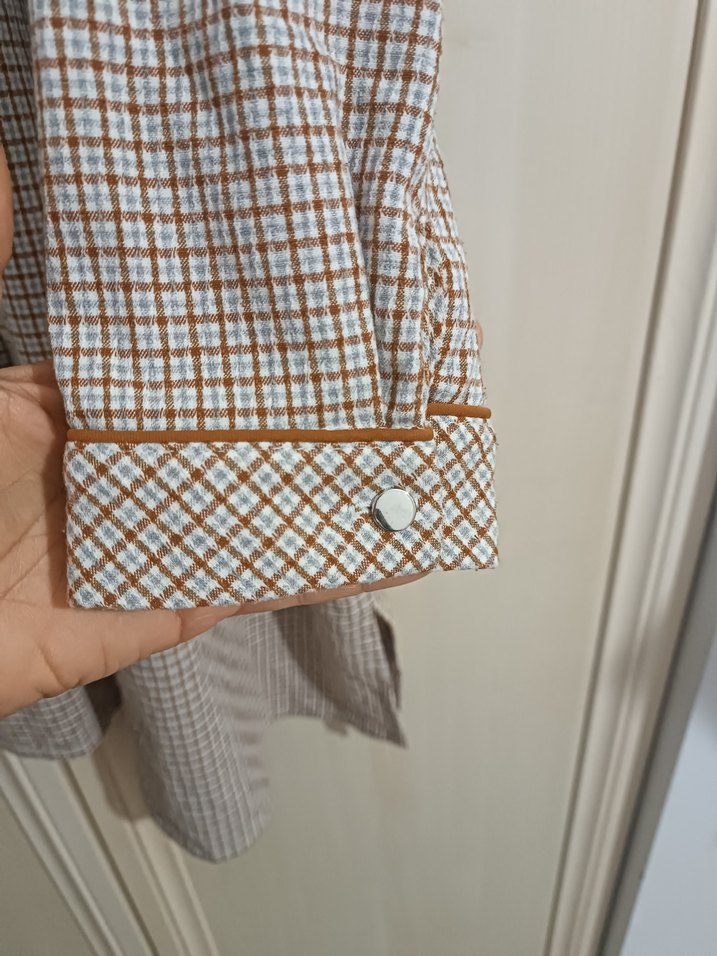 Ekose desenli gömlek tunik - Görsel 5