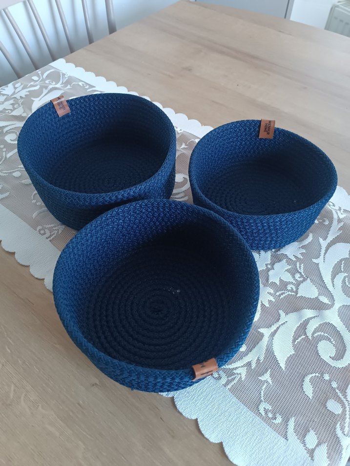 Lacivert Örgü jüt Sepet ve Saklama Kutusu - Görsel 2