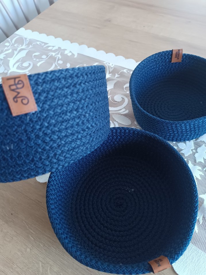 Lacivert Örgü jüt Sepet ve Saklama Kutusu - Görsel 4